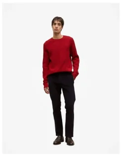 Trenery Merino Cable Detail Crew in Spice Red