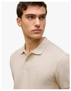 Trenery Pique Marle Monogram Polo in Stone