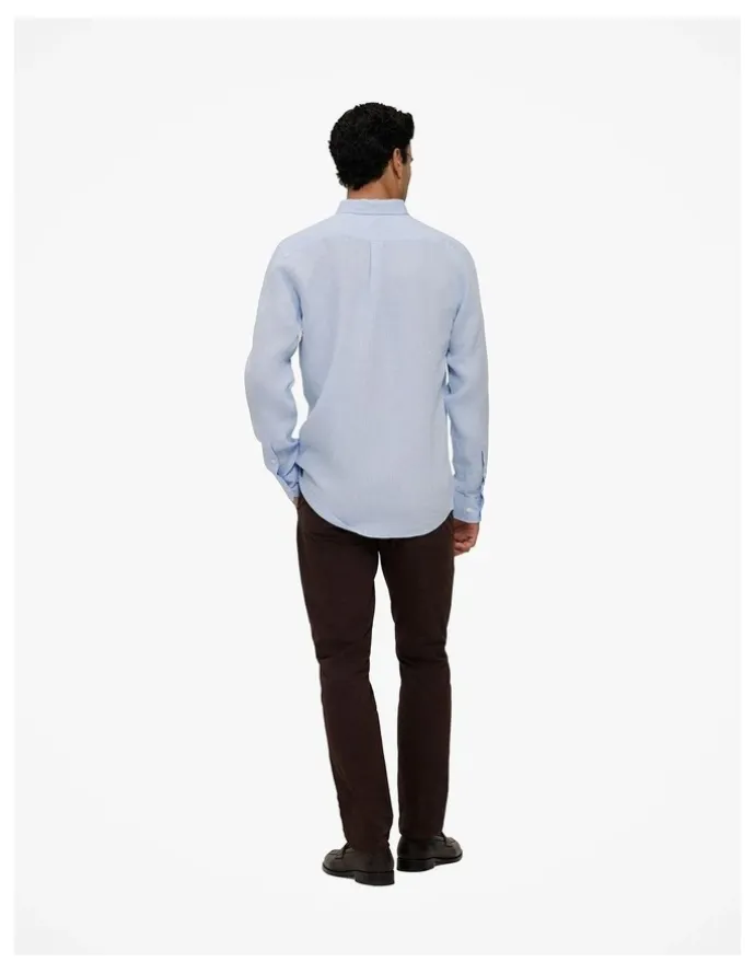 Trenery Regular Fit Delave Linen Shirt in Fresh Blue
