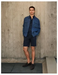 Trenery Stretch Cotton Chino Shorts in Navy
