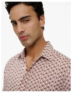 Trenery Terran Linen Long Sleeve Shirt in Redwood