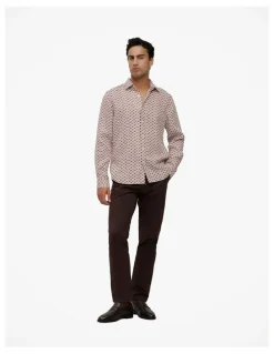Trenery Terran Linen Long Sleeve Shirt in Redwood