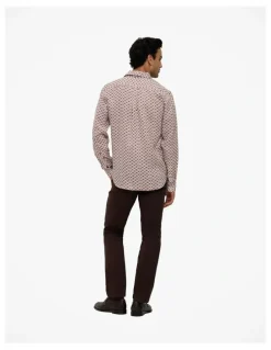 Trenery Terran Linen Long Sleeve Shirt in Redwood