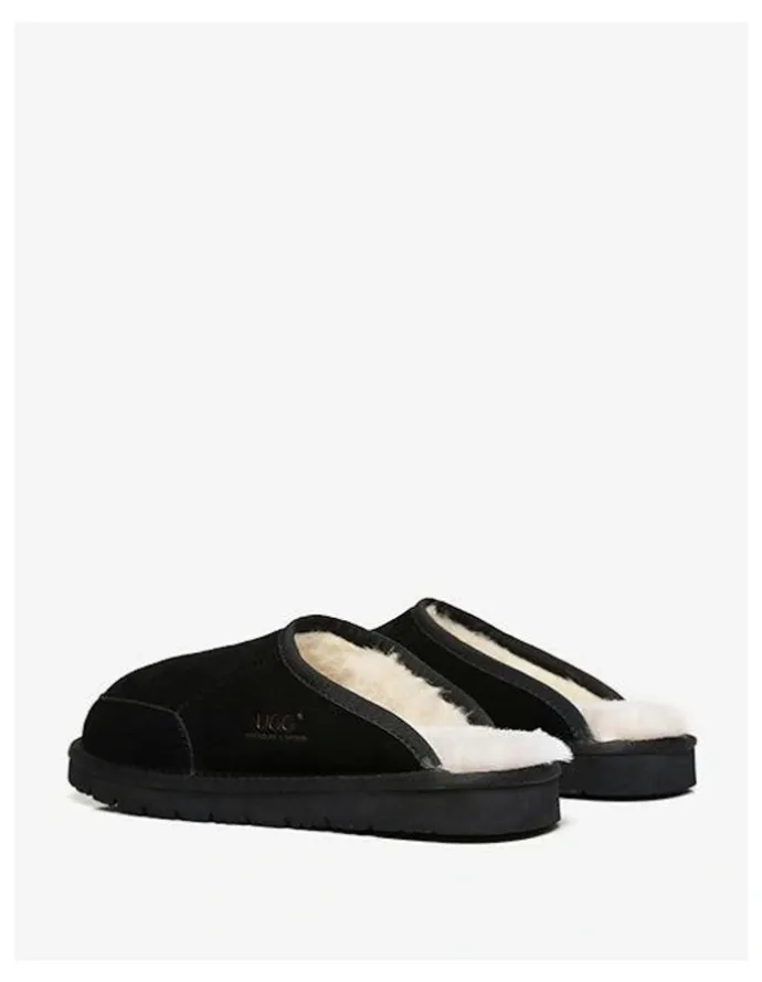 UGG Australian Shepherd Bred Cow Suede Slipper in Black