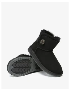 UGG Australian Shepherd Mini Button SheepSkin Boots in Black