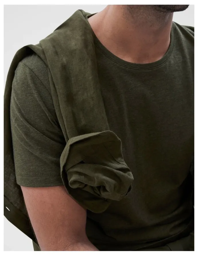 Unison Classic Crew Neck T Shirt in Khaki