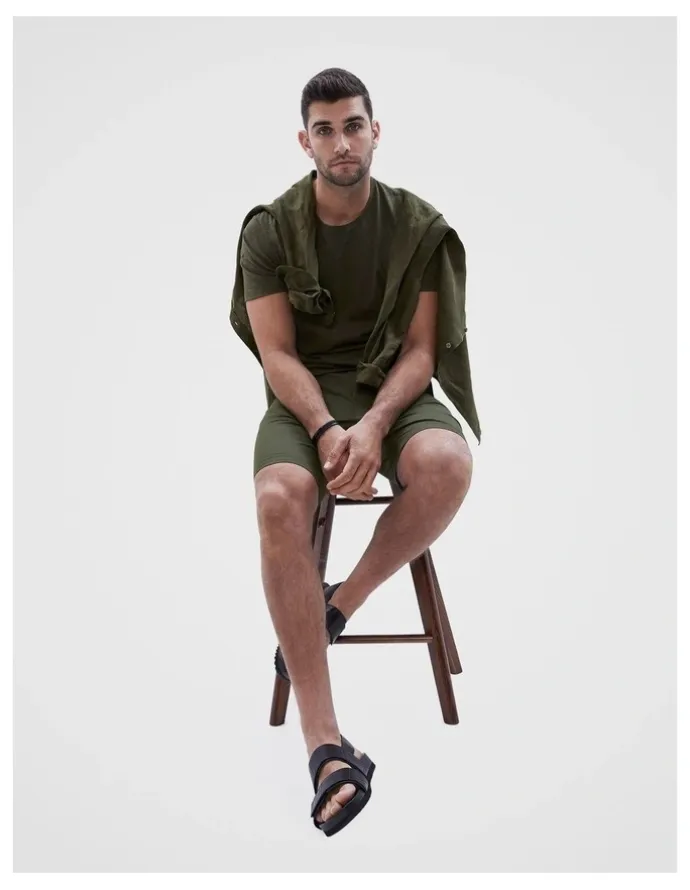 Unison Classic Crew Neck T Shirt in Khaki