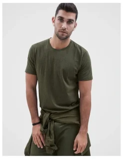 Unison Classic Crew Neck T Shirt in Khaki