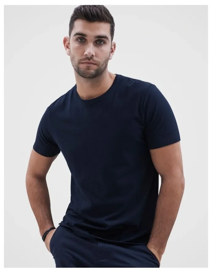 Unison Classic Crew Neck T Shirt in Navy