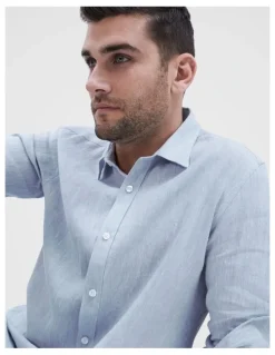Unison Linen Regular Fit Shirt in Blue