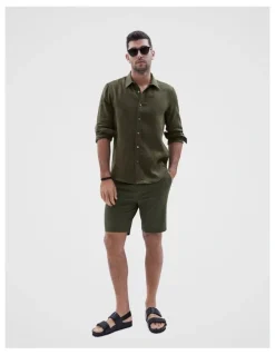 Unison Linen Regular Fit Shirt in Khaki
