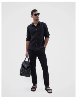Unison Linen Regular Fit Shirt in Black