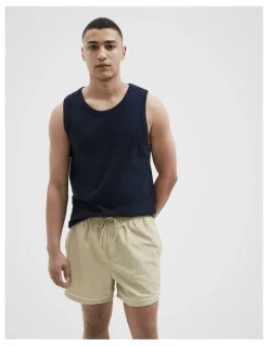Unison Rib Singlet in Navy