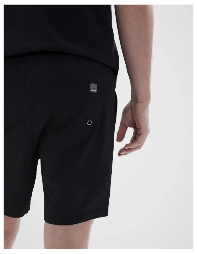 Unison Seersucker Swim Short in Black
