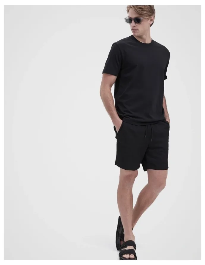 Unison Seersucker Swim Short in Black