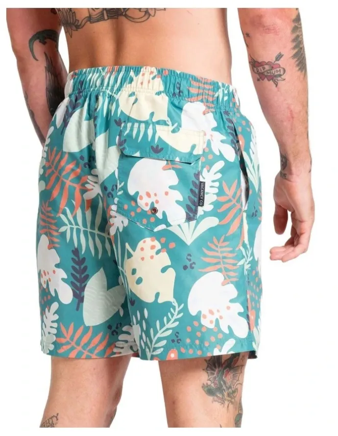 Vacancy Co Abstract Leaf Swim Shorts in Green