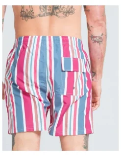 Vacancy Co Candy Stripe Swim Shorts in Pink