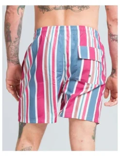 Vacancy Co Candy Stripe Swim Shorts in Pink