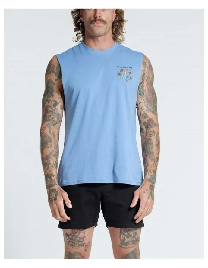 Vacancy Co Peace and Leisure Tank in Dusty Blue