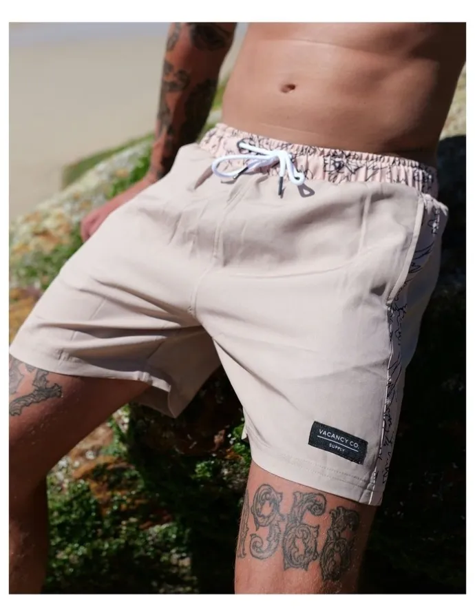 Vacancy Co Side Panel Swim Shorts in Grey