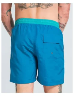 Vacancy Co Side Stripe Swim Shorts in Aqua