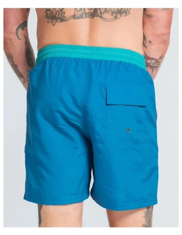 Vacancy Co Side Stripe Swim Shorts in Aqua