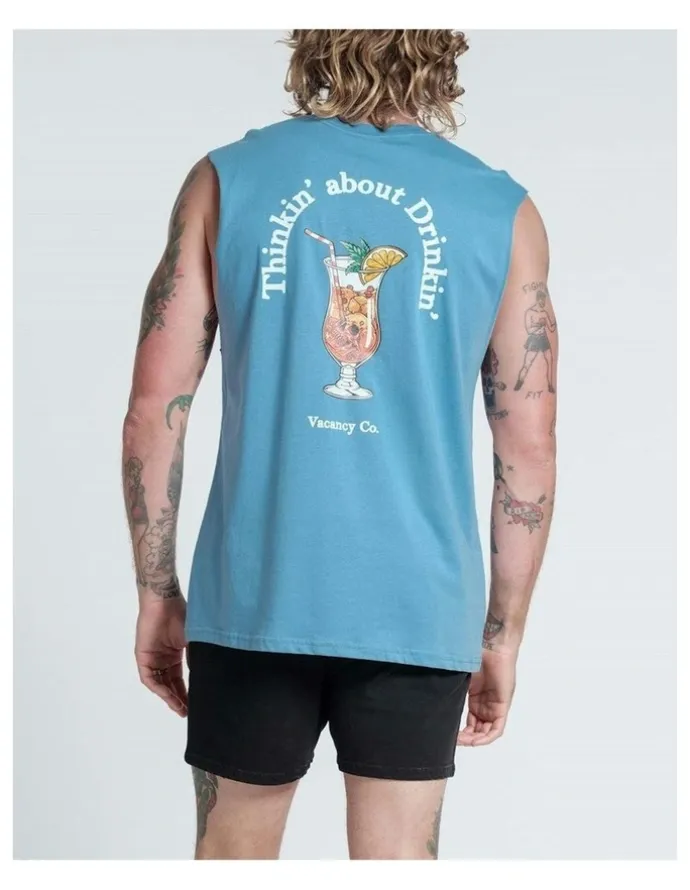 Vacancy Co Thinkin About Drinking Tank in Dusty Blue
