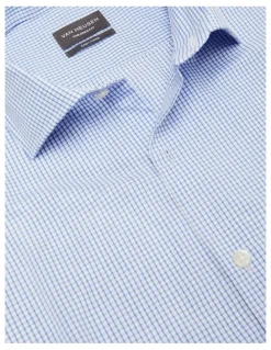Van Heusen Euro Check Long Sleeve Business Shirt in Blue