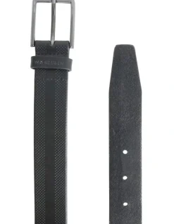 Van Heusen Leather Belt with Perforated Detail in Black