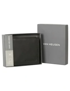 Van Heusen L-Fold Leather Wallet with Coin Pocket in Black
