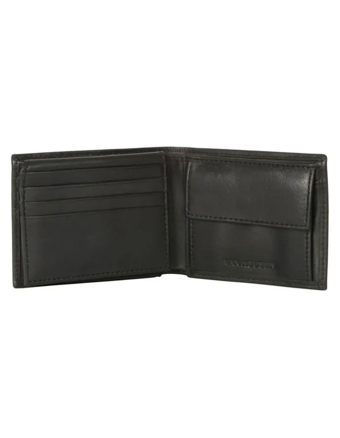 Van Heusen L-Fold Leather Wallet with Coin Pocket in Black