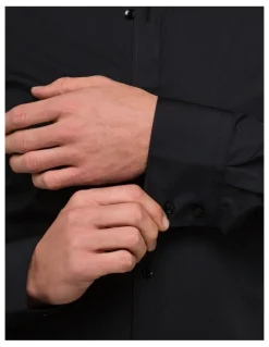 Van Heusen Plain Poplin Long Sleeve Business Shirt in Black