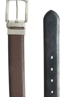 Van Heusen Reversible Pebbled Leather Belt in Black
