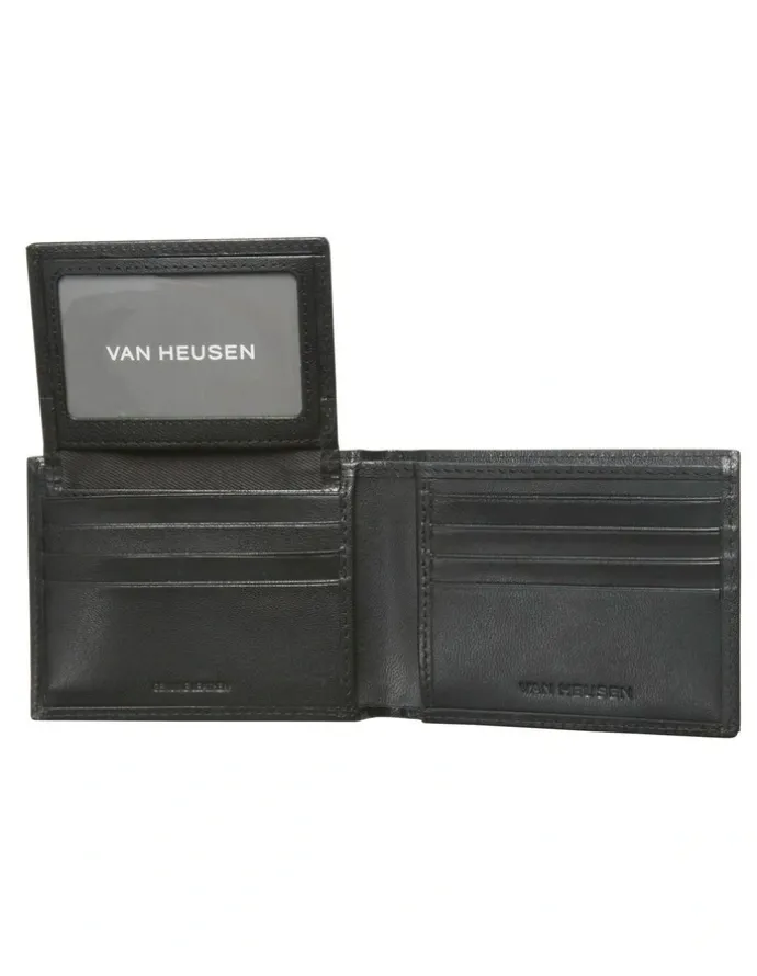 Van Heusen RFID Bi-Fold Wallet with Removable Pass Case in Black