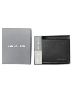 Van Heusen RFID Bi-Fold Wallet with Removable Pass Case in Black