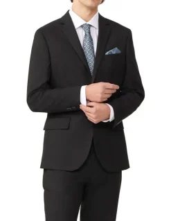Van Heusen Superfine Stretch Twill Slim Suit Jacket in Black