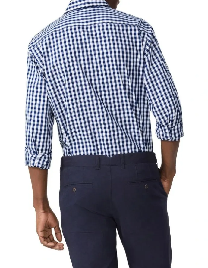 Van Heusen Tailored 1 Collar Oxford Check Long Sleeve Shirt in Sky