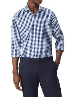 Van Heusen Tailored 1 Collar Oxford Check Long Sleeve Shirt in Sky