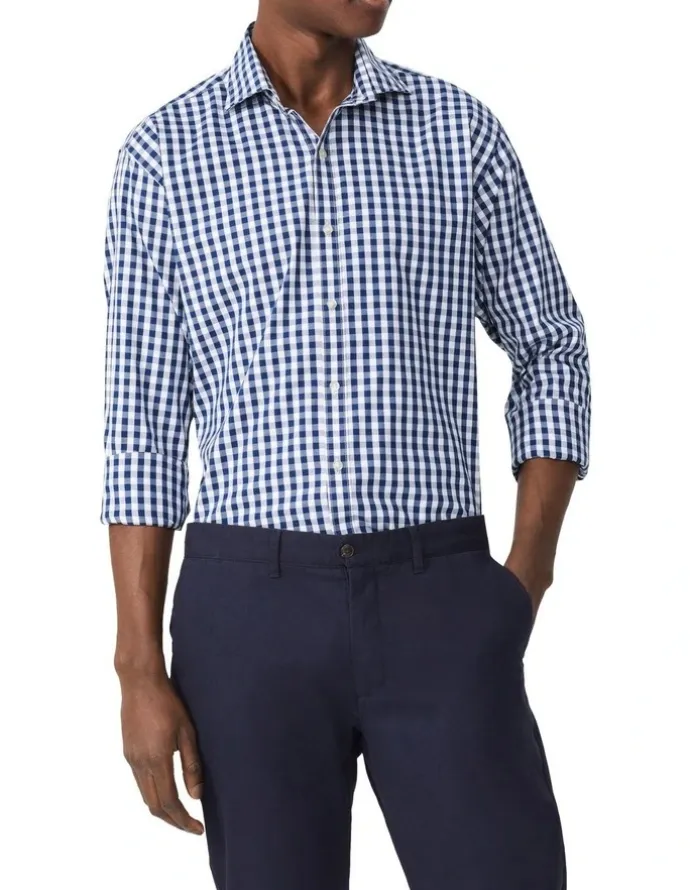 Van Heusen Tailored 1 Collar Oxford Check Long Sleeve Shirt in Sky