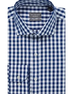 Van Heusen Tailored 1 Collar Oxford Check Long Sleeve Shirt in Sky