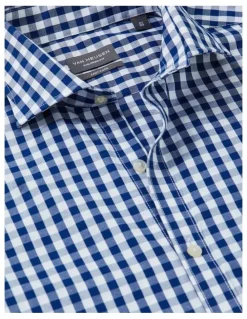 Van Heusen Tailored 1 Collar Oxford Check Long Sleeve Shirt in Sky