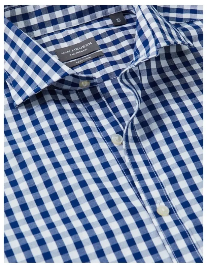 Van Heusen Tailored 1 Collar Oxford Check Long Sleeve Shirt in Sky