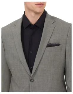 Van Heusen Tailored Suit Jacket Wool Blend Heritage Weave Grey