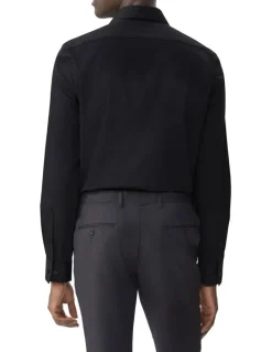 Van Heusen Ultra Wrinkle Free Tailored Fit Twill Business Shirt in Black