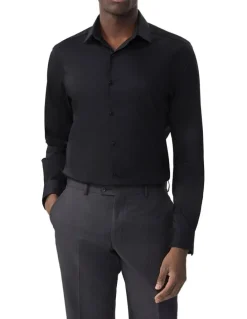 Van Heusen Ultra Wrinkle Free Tailored Fit Twill Business Shirt in Black
