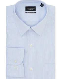 Van Heusen Wash N Wear Check Classic Long Sleeve Business Shirt in Light Blue