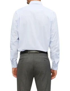 Van Heusen Wash N Wear Check Classic Long Sleeve Business Shirt in Light Blue