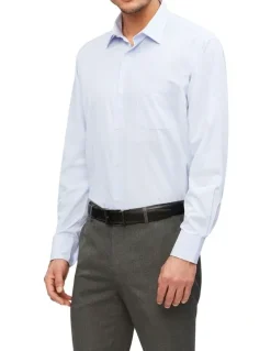 Van Heusen Wash N Wear Check Classic Long Sleeve Business Shirt in Light Blue