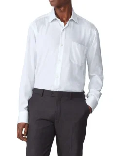 Van Heusen Classic Long Sleeve Shirt 1 Collar Plain Dobby in White