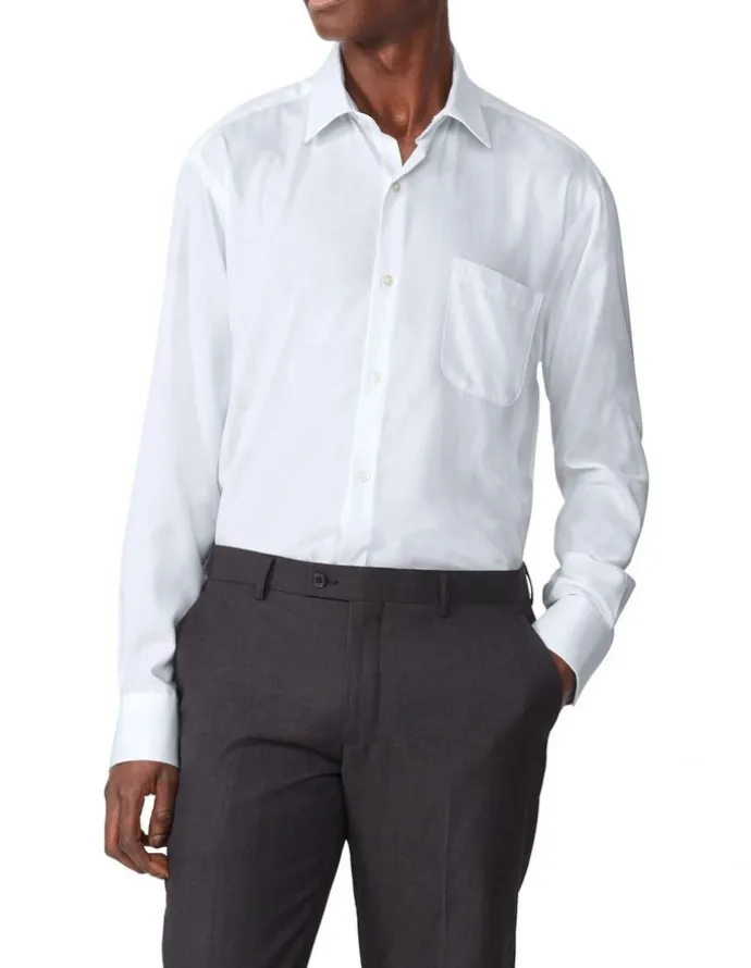 Van Heusen Classic Long Sleeve Shirt 1 Collar Plain Dobby in White